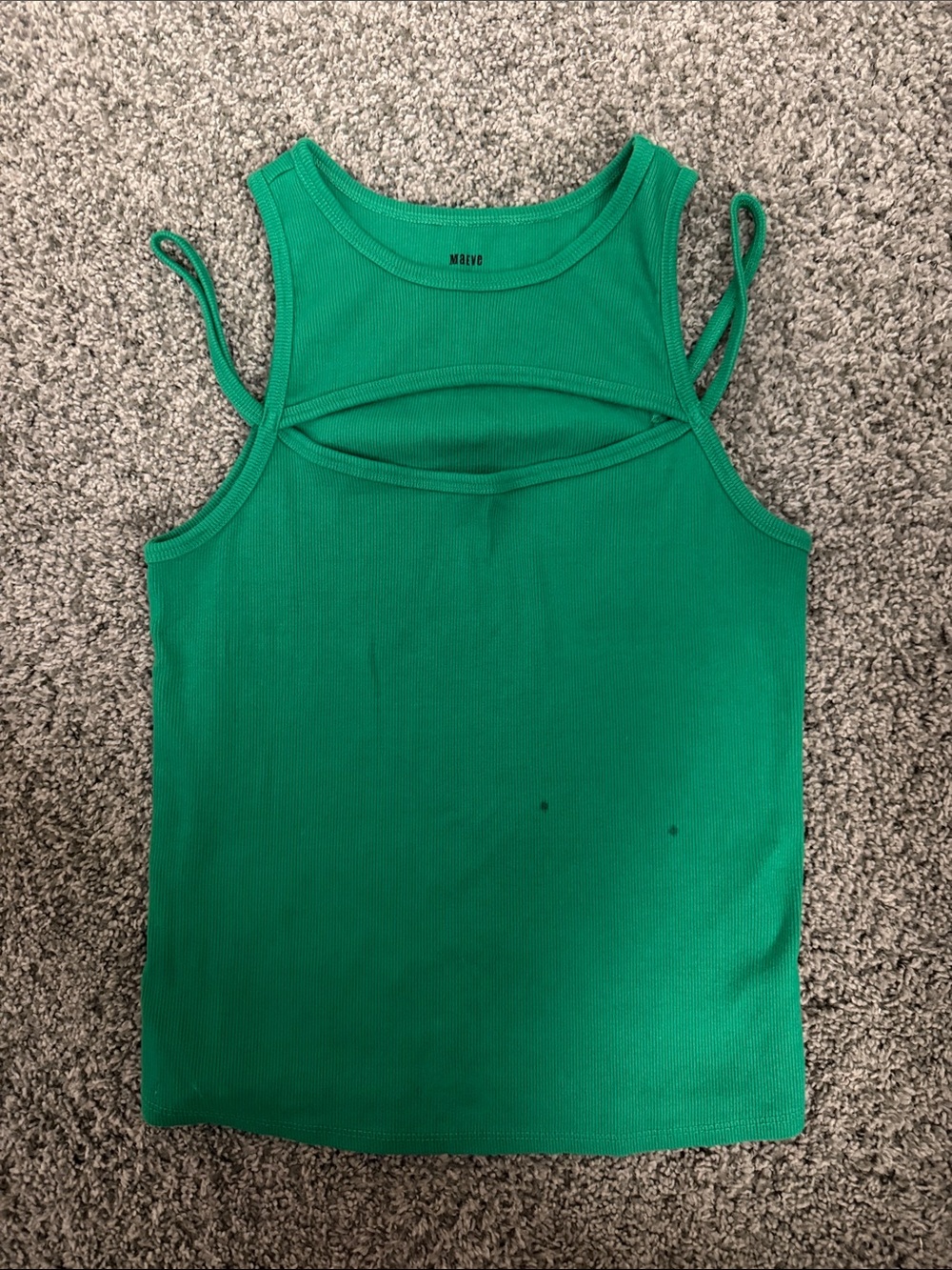 Maeve Emerald Ribbed Tank with Front Cutout